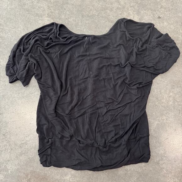 Vintage Y2K Mcbling Rhinestone Black Rose Cutout Sleeve Slouch Top Large - Picture 5 of 5